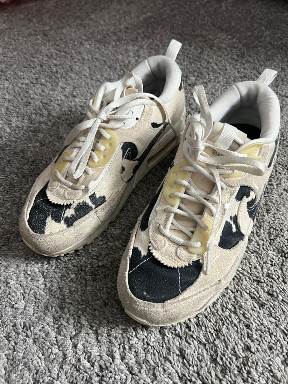 Nike Air Max White with Black Cow Print Low-Top Sneaker